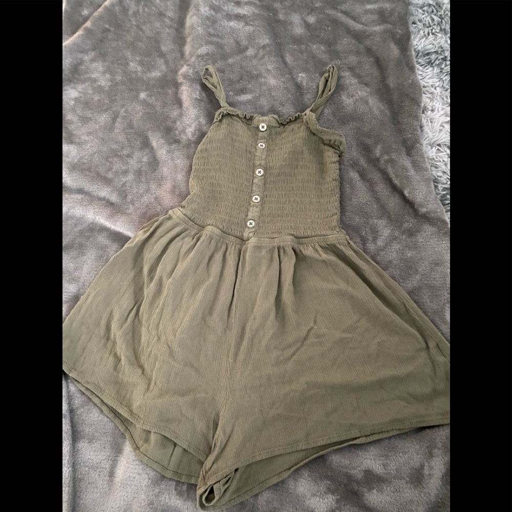 Green Button romper